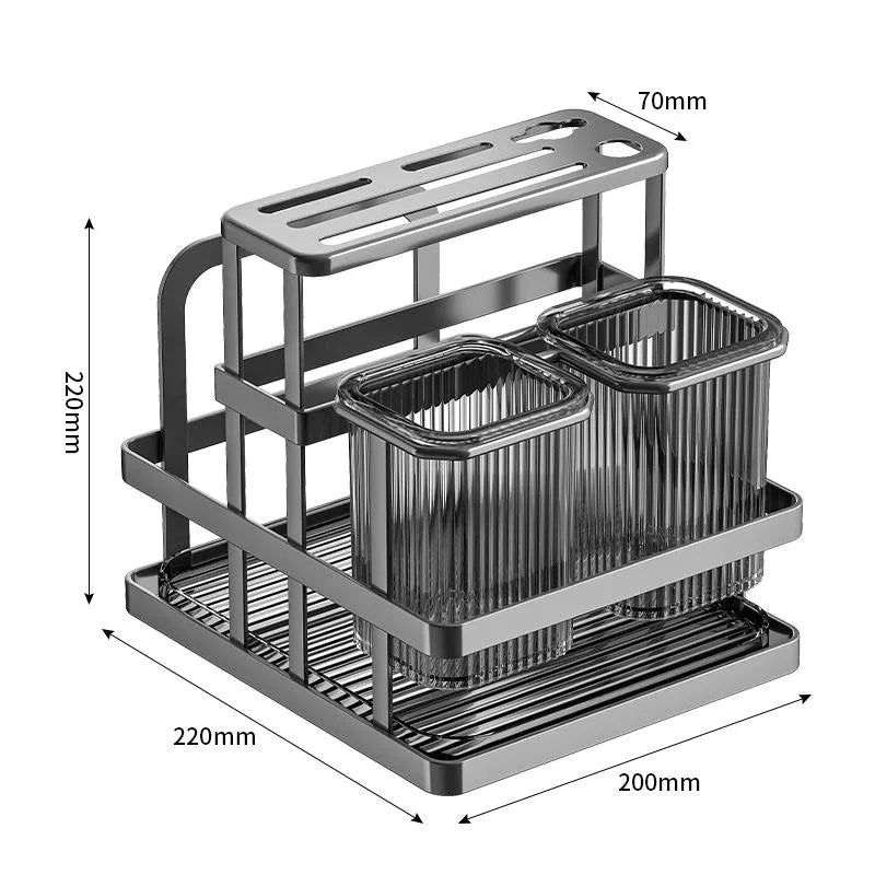 Multifunctional Kitchen Knife Holder And Utensil Organizer Rack, Countertop Storage Rack with Removable Holders, Kitchen Knife Stand with Utensil Holders