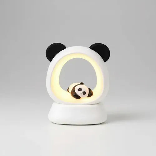 Cute Panda LED Night Light with Warm Glow, Panda Shaped Ambient LED Bedside Lamp, Panda Ring LED Night Lamp with Warm Light