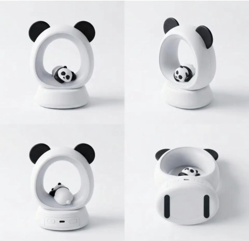 Cute Panda LED Night Light with Warm Glow, Panda Shaped Ambient LED Bedside Lamp, Panda Ring LED Night Lamp with Warm Light
