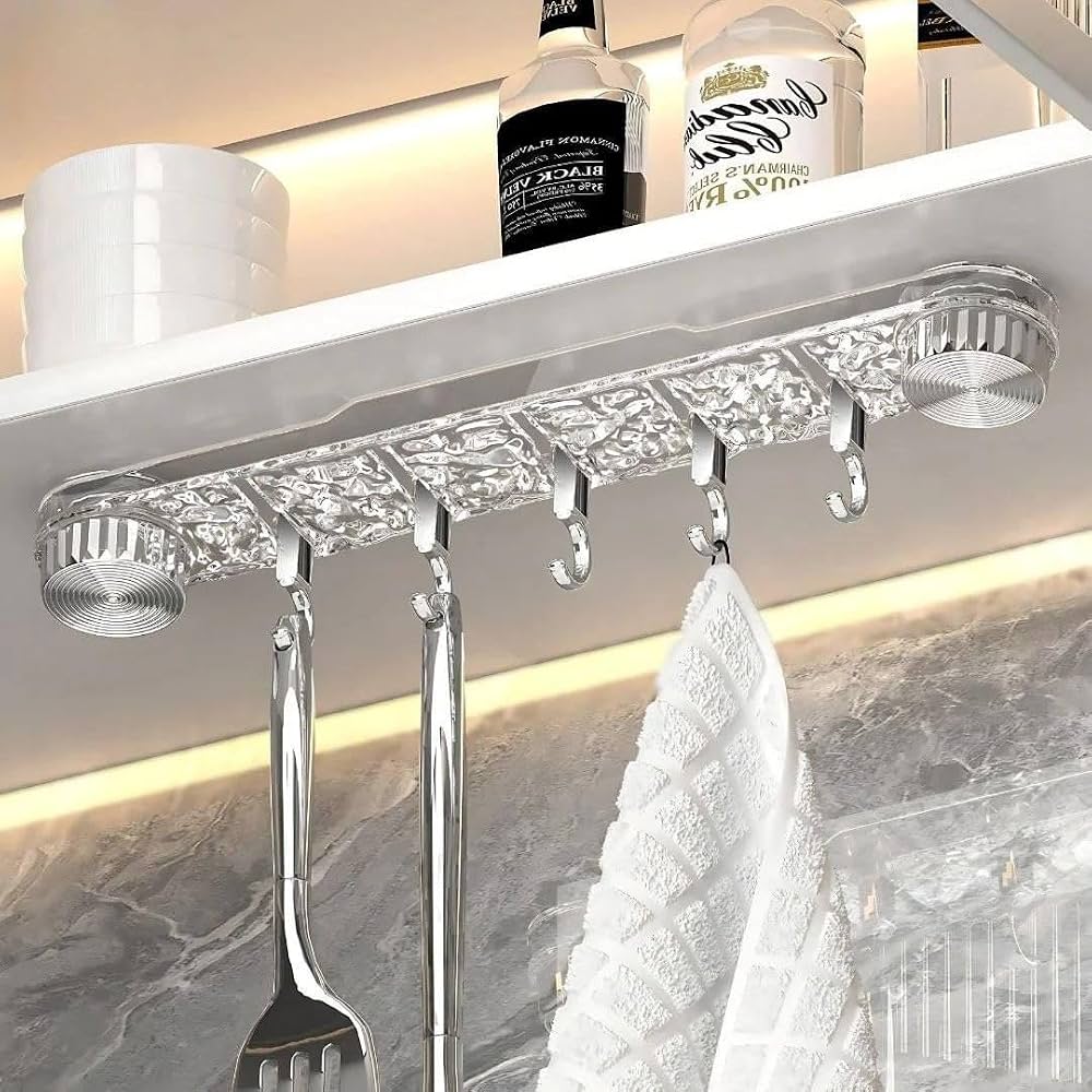 Acrylic Transparent Vacuum Suction Hanger, No Drill Multipurpose Wall Hooks, Heavy Duty Suction Cup Wall Hook Rack