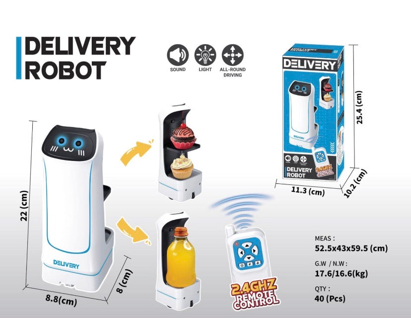 Smart Automatic Food Delivery Robot with Remote Control, Automatic Food & Beverage Serving Assistant, Robotic Waiter for Home and Office