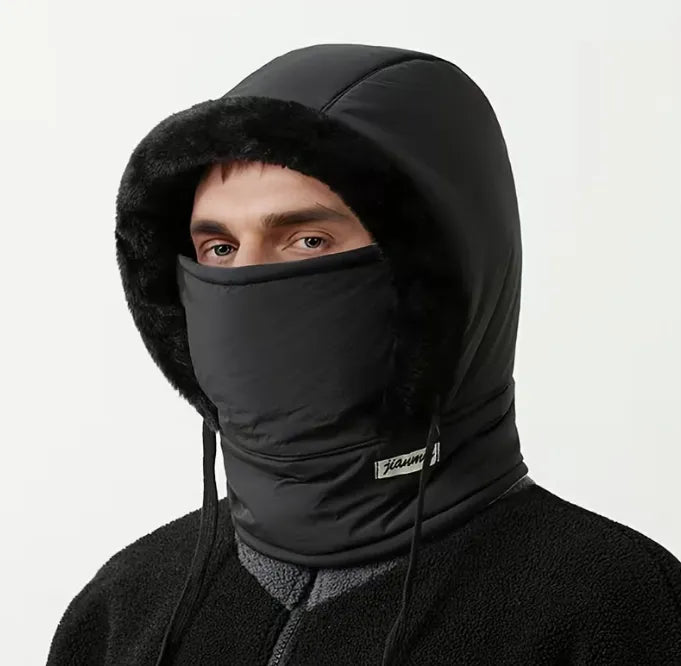 Winter Waterproof Hood with Face Mask, Plush Fleece Hood with Built In Face Mask, Cozy Thermal Face Cover Hood