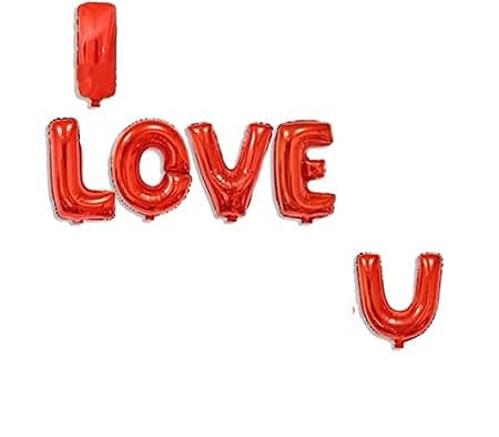I Love U Foil Balloons, Love Balloons for Anniversary, I Love You Red Foil Balloon