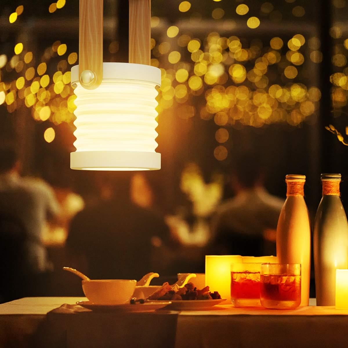 4 In 1 Foldable Table Lamp, Touch Dimmable LED Portable Lantern Light, Rechargeable Camping Lantern Night Light, Wooden Handle Telescopic Lantern Light, Touch Control Dimmable 3 Level Night Light