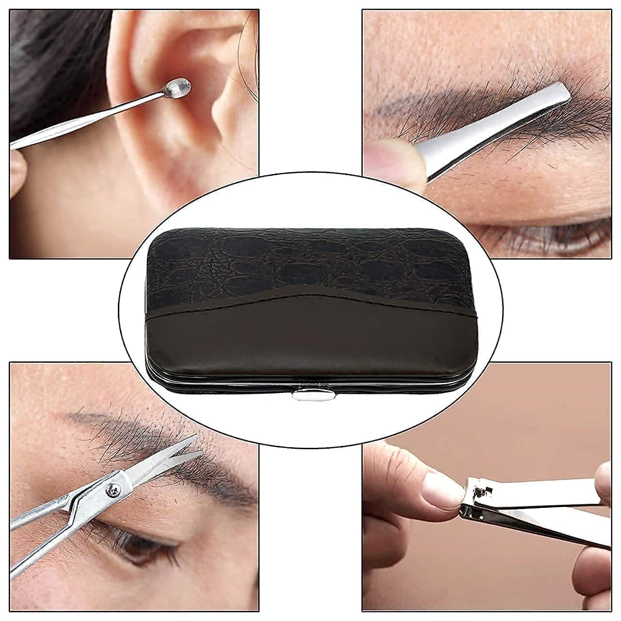 7 In 1 Manicure Kit, Carbon Steel Professional Pedicure Kit, Nail Scissors Grooming Kit with Leather Travel Case, Men Women Manicure Pedicure Kit, Nail Care Tool For Home Use