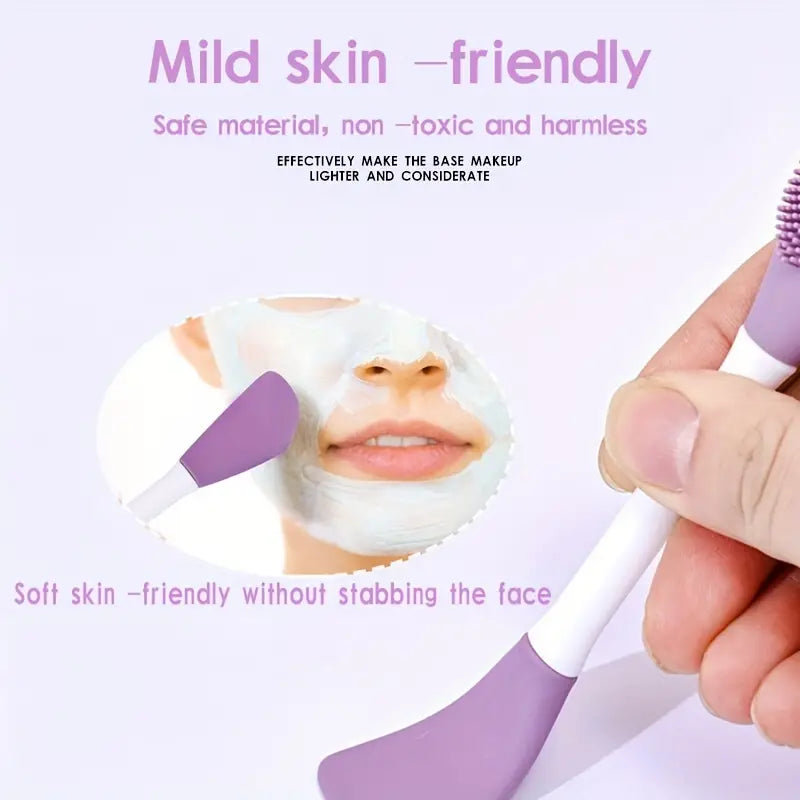 Double Head Silicon Facial Brush, Silicon Facial Massage Cleaning Brush, DIY Mud Film Scraper Facial Care Tool, Face Mask Clay Mask Applicator, Exfoliating Skin Care Home Makeup Tools