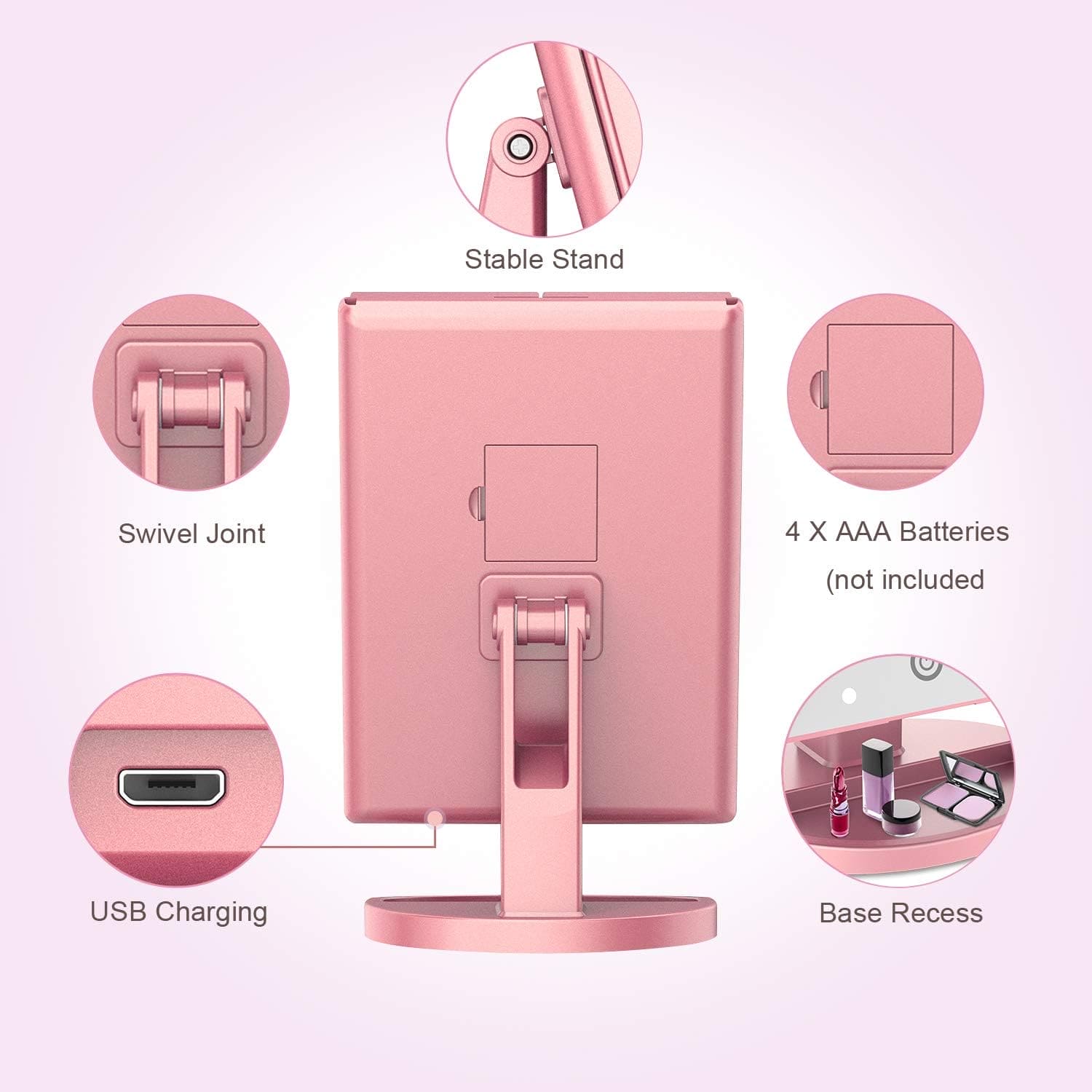 LED Zooming Mirror, 22 LED Light Makeup Mirror, Magnifying Cosmetic Mirror, 180 Rotation Adjustable Touch Dimmer Table Makeup Mirrors, Tri Fold Makeup Mirror, Smart Complementary Makeup Mirror, Vanity Dimmer Beauty Table Mirror