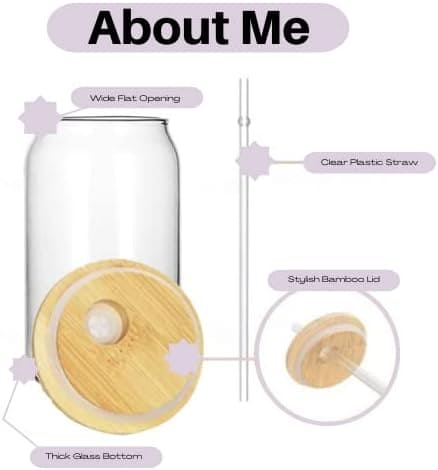 Bubble Tea Cup, 500ml Glass Mug With Bamboo Glass And Straw, Multipurpose Iced Coffee Cute Tumbler Cup for Cocktail, Party Beverage Cup, Portable Glass Water Cup with Straw Lid, Household Borosilicate Straw Glass