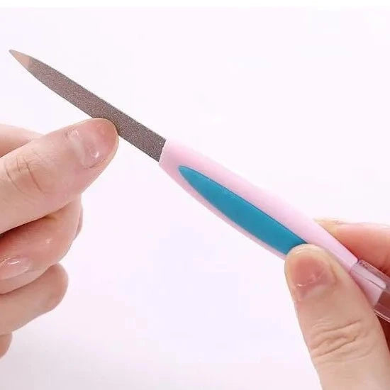 Double Sided Nail Filer, Stainless Steel Nail Trimmer, Multifunctional 2 in 1 Manicure Tool, Nail Buffer Cuticle Pusher