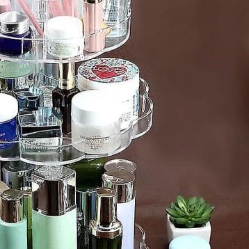 3 Layer Acrylic Blossom Makeup Organizer, Transparent 360 Rotating Cosmetic Holder, Multifunctional Cosmetic Jewellery Storage Bracket, Cosmetic Storage Countertop Organizer, Crystal Makeup Display Stand