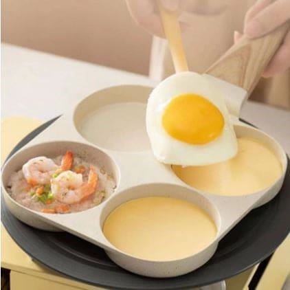 Four Round Egg Pan, Multi Pancake Pan, 4 Cavity Breakfast Omelet Pot, Non-Stick Frying Pan