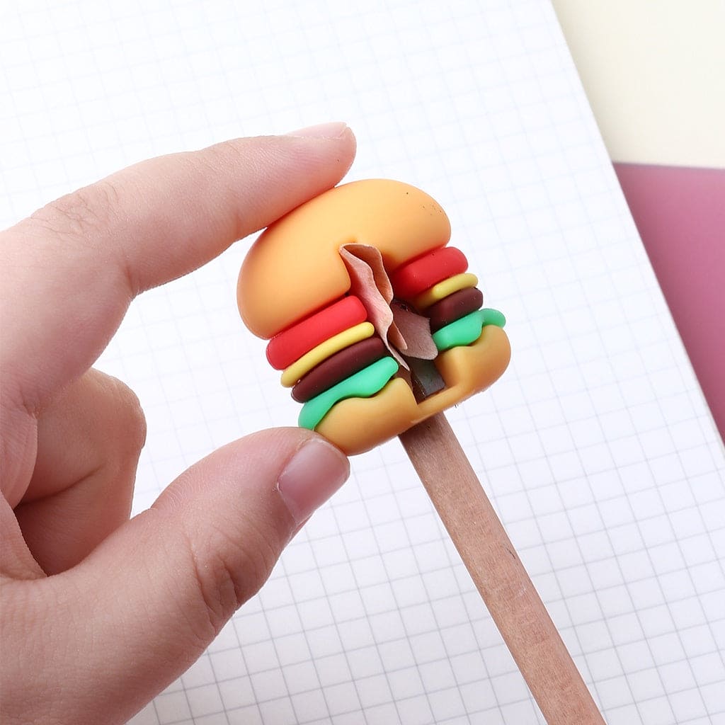 Burger Fries Pencil Sharpener, Cute Hand Mechanical Pencil Cutter, Mini Funny Expression Pencil Sharpener, Fancy Portable Pencil Sharpener