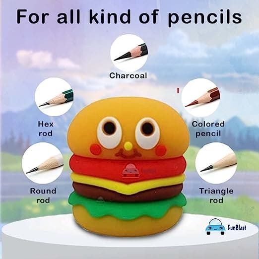 Burger Fries Pencil Sharpener, Cute Hand Mechanical Pencil Cutter, Mini Funny Expression Pencil Sharpener, Fancy Portable Pencil Sharpener
