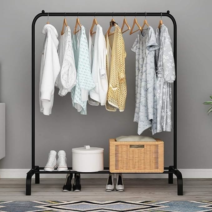 Amazing Iron Coat Rack Clothes Hanger, Floor Stand Drying Rack, Simple Clothes Storage Shelf
