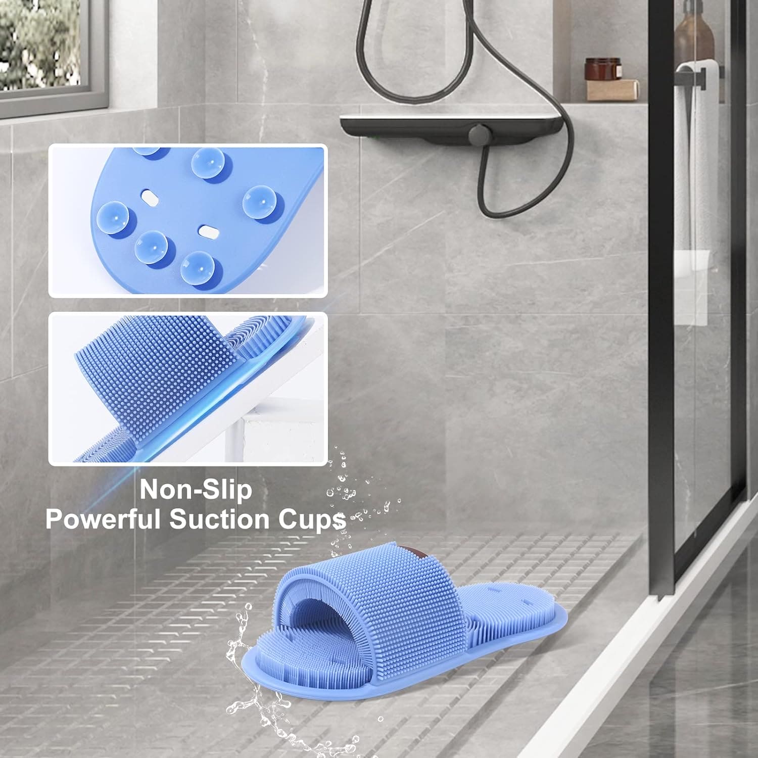 Home Massage Slipper, Foot Rubbing Silicone Slipper, Suction Cup Massager Slippers, Non Slip Suction Cup Foot Relief Massager Cleaner for Men and Women, Shower Feet Cleaning Brush