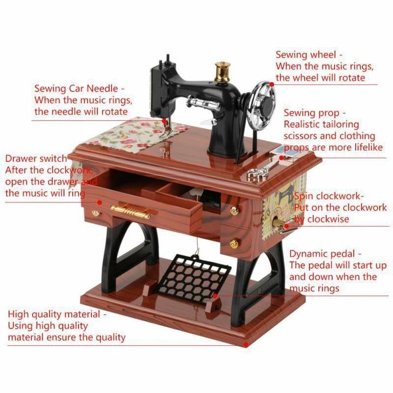 Sewing Machine Music Box, Vintage Mini Music Box, Musical Singer Case Home Classic Pedal Sewing Machine, Table Decor Musical Toy, Musical Box With Retro Craft, Stylish Music Box, Kids Retro Music Boxk