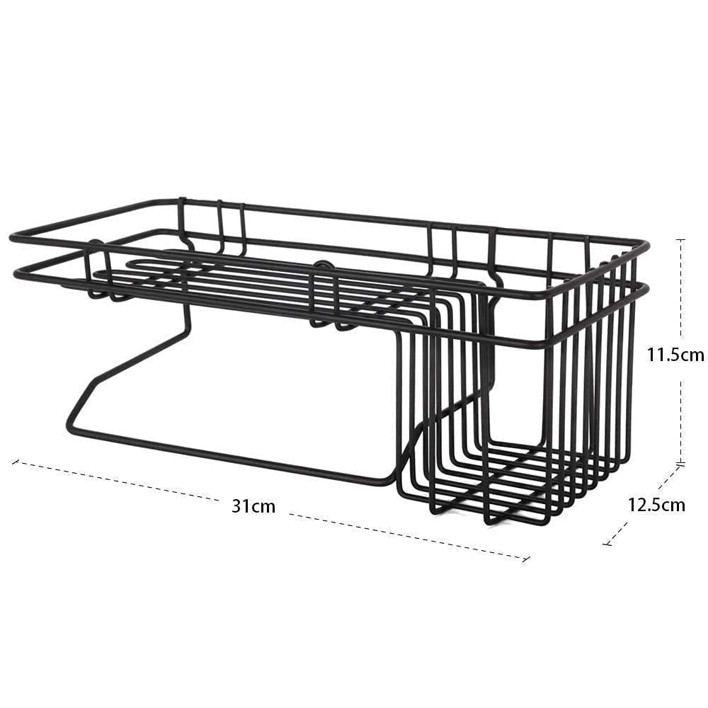 Corner Storage Caddy Basket, Kitchen Bathroom Magic Hanging Rack, Self Adhesive Wardrobe Hanging Organizer, Metal Wall Mounted Storage Shelf With Towel Hanging Rack, Home Kitchen Bathroom Wall Hanging Shelves