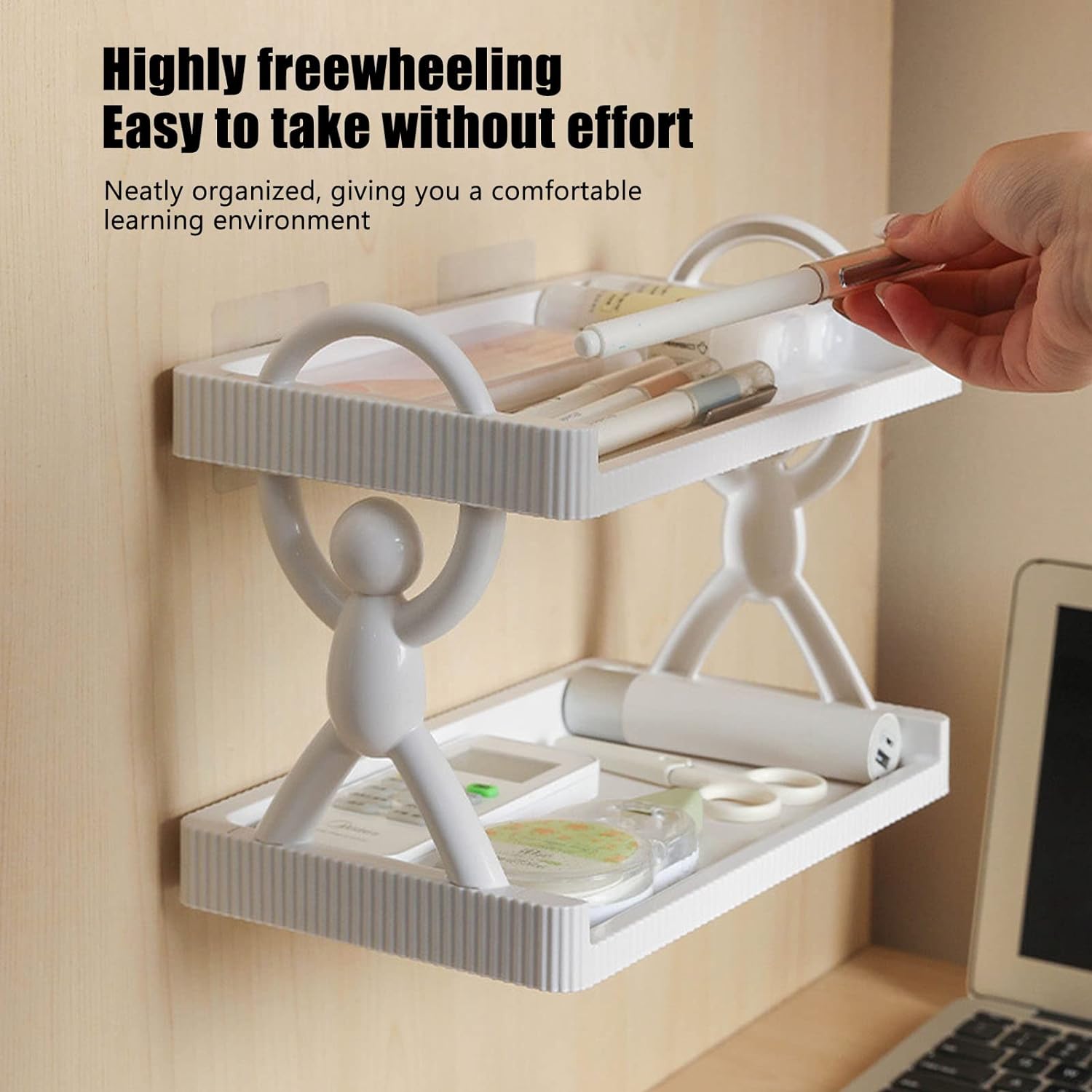 Simple Man Storage Shelf, Multipurpose Storage Wall Rack, 2 Layer Organization Shelf Rack, Bathroom Kitchen Guard Rail Shelf, Wall Mounted Storage Rack, Versatile Multilayer Floating Rack