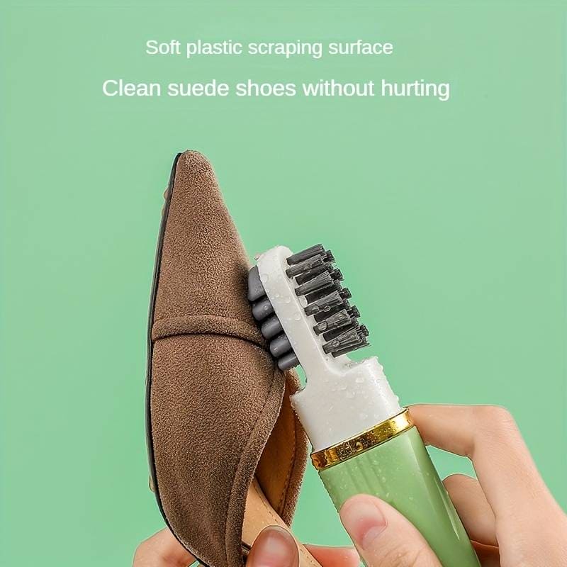 Sneakers Cleanings Brush, 3 In 1 Multifunctional Cleaning Brush, Dual Bristles Shoe Brush, Travel Sneaker Cleaner Kit, Portable Liquid Spray Household Cleaning Brush, Press Shoe Washing Brush with Soap Dispenser