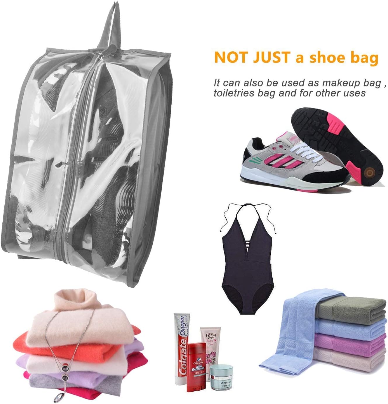 Hanging Shoe Organizer, Portable Shoe Storage Bag, Waterproof Oxford Cloth Shoes Storage Bag, Transparent Shoe Bags, Large Capacity Colorful Travel Shoe Bag, Travel Portable Sorting Pouch