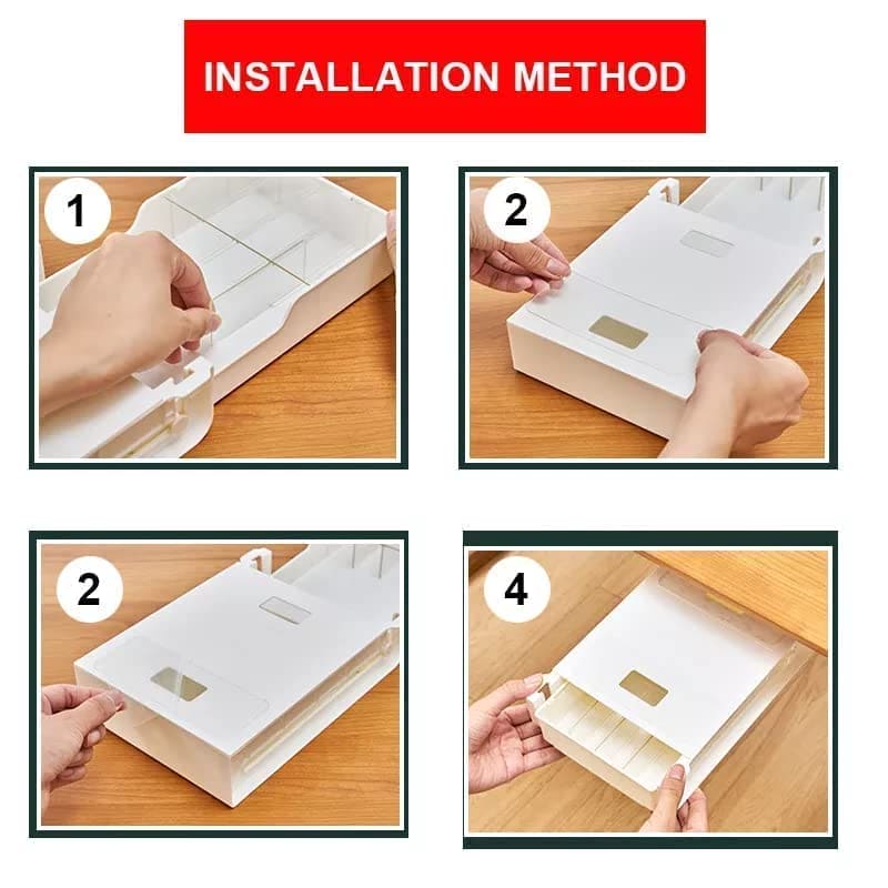 Hidden Drawer Organizer, Under Desk Drawer Storage Organizer, Under Desk Self Adhesive Hidden Drawer, Hanging Hidden Pen Box, Hidden Drawer Key Storage Box, Under Desk Student Office Stationery Box,