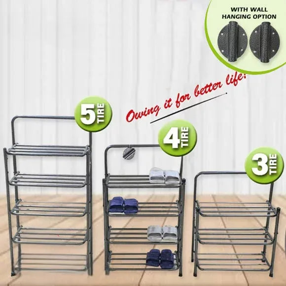 Folding Shoe Rack, Iron Pipe Multi Tier Shoe Rack, Multifunctional Storage Organizer, Dormitory Door Simple Shoe Organizer,