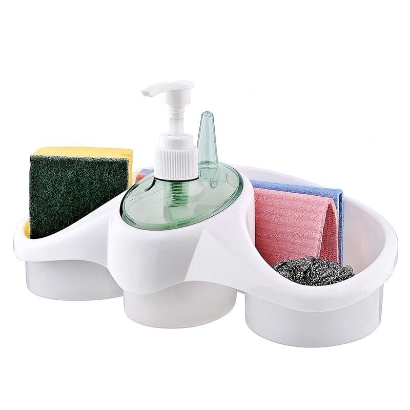 Snip Soap Dispenser With Sponge Holder, Dish Washing Soap Dispenser, Multi Utility Soap Sponge Storage for Bathroom Kitchen Basin, Titiz Soap Dispenser with Sponge Holder