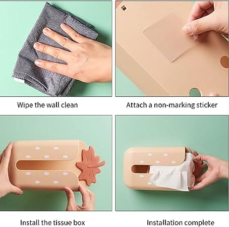 Dotted Tissue Holder, Wall Mounted Self Adhesive Tissue Box, Plastic Napkin Paper Holder, Bathroom Kitchen Tissue Paper Organizer, Decorative Tissue Box Shelf, Fashionable Household Perforated Tissue Box