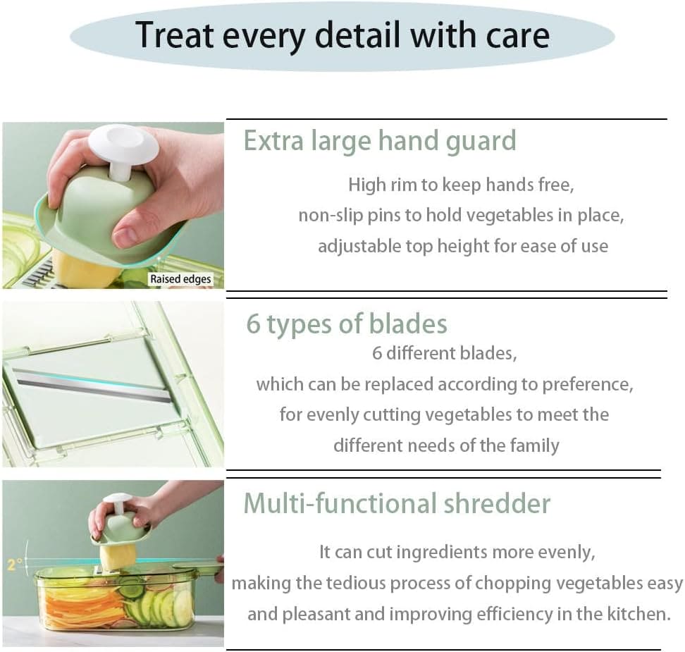 Multifunctional Vegetable Stinger, Vegetable Slicer Chopper Cutter Shredder with Storage Box, Vegetable Cutter With Basket, Hand Guard Potato Grater With Storage, Vegetable Chopper With Container, Transparent Slicer Shredder And Cutter
