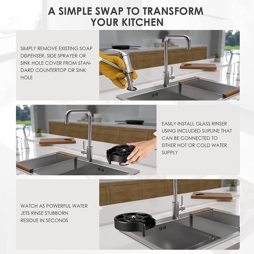 Automatic Cup Washer, Faucet Glass Cleaner For Kitchen Sink, Bar Glass Rinser Coffee Pitcher, Washer Bottle Rinser Wash Cup Tool, Faucet Bar Glass Rinse, Kitchen Sink Accessories Sets Glass Rinser, High Pressure Glass Cleaner