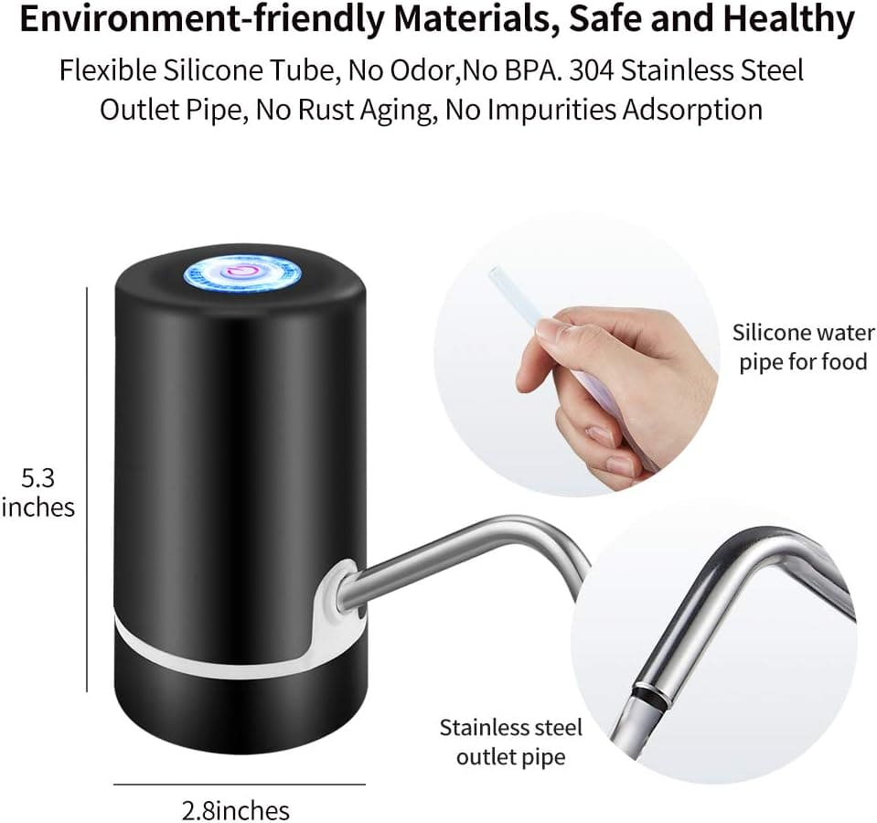 Double Pump Water Dispenser, Portable Intake Water Dispenser, Universal Pumping Artifact Bucket, Electric Rechargeable Low Noise Water Bottle Dispenser, Simple Drinking Water Bottle Pump