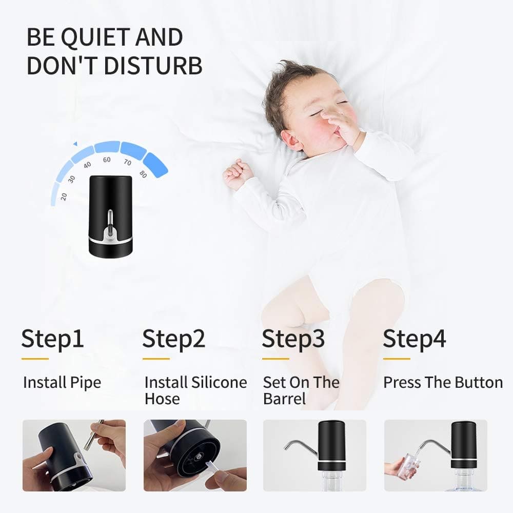 Double Pump Water Dispenser, Portable Intake Water Dispenser, Universal Pumping Artifact Bucket, Electric Rechargeable Low Noise Water Bottle Dispenser, Simple Drinking Water Bottle Pump