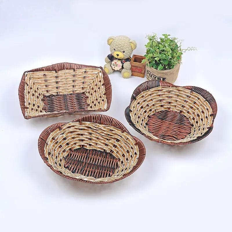 Mini Fruit Basket, Decorative Fruit Basket, Living Room Fruit Basket, Small Plastic Rattan Lace Bamboo Basket, Kitchen Dining Fruit Plate, Multipurpose Storage Basket