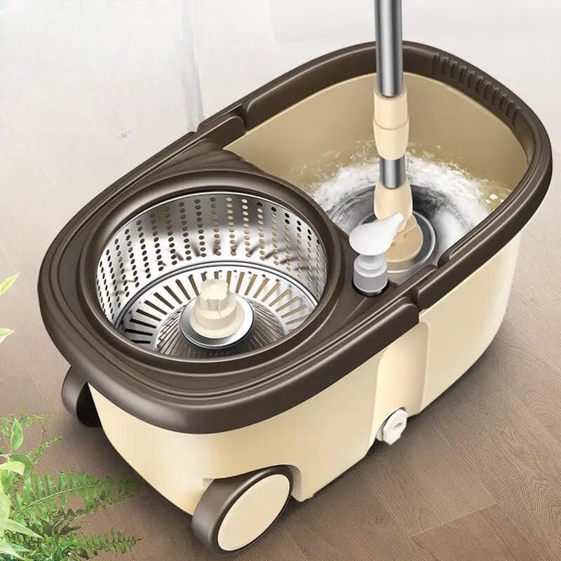 Spin Bucket Mop, Household Magic Spin Mop Bucket, Double Drive Hand Pressure Rotating Mop, 360 Easy Wring Microfiber Spin Mop, Corner Mop With Bucket Basket, Home Kitchen Bathroom Floor Cleaning, Magic Rotating Mop With Bucket