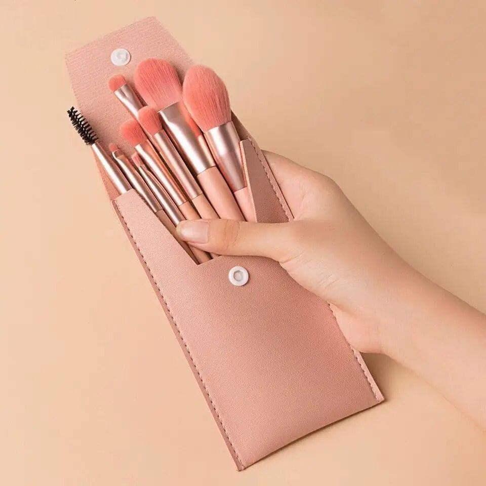 Set Of 8 Professional Makeup Brushes, Mini Travel Portable Soft Makeup Brushes, Soft Fluffy Makeup Brush Set, Foundation Blush Powder Eyeshadow Concealer Tools with Bag