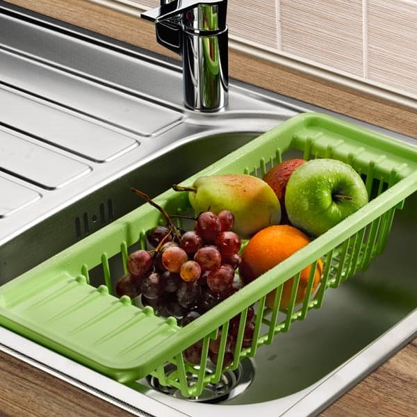 Oversized Sink Drain Basket, Perfect Sink Station Drainer, Multifunctional Sink Filter, Kitchen Colander Fruit Vegetable Washing Basket, Foldable Strainer Collapsible Drainer, Plastic Rectangular Basin Strainer