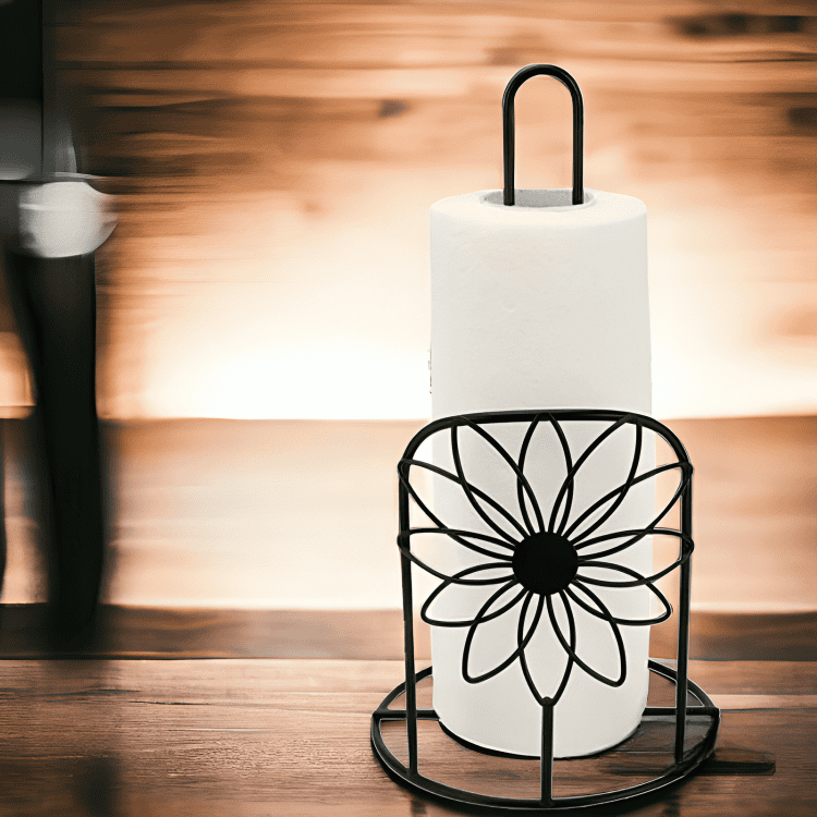 Metal Kitchen Paper Towel Holder, Wire Paper Towel Rack Stand, Tissue Organizer For Kitchen Table Countertop with Sturdy Square Base, Stylish Metal Wire Paper Towel Holder,