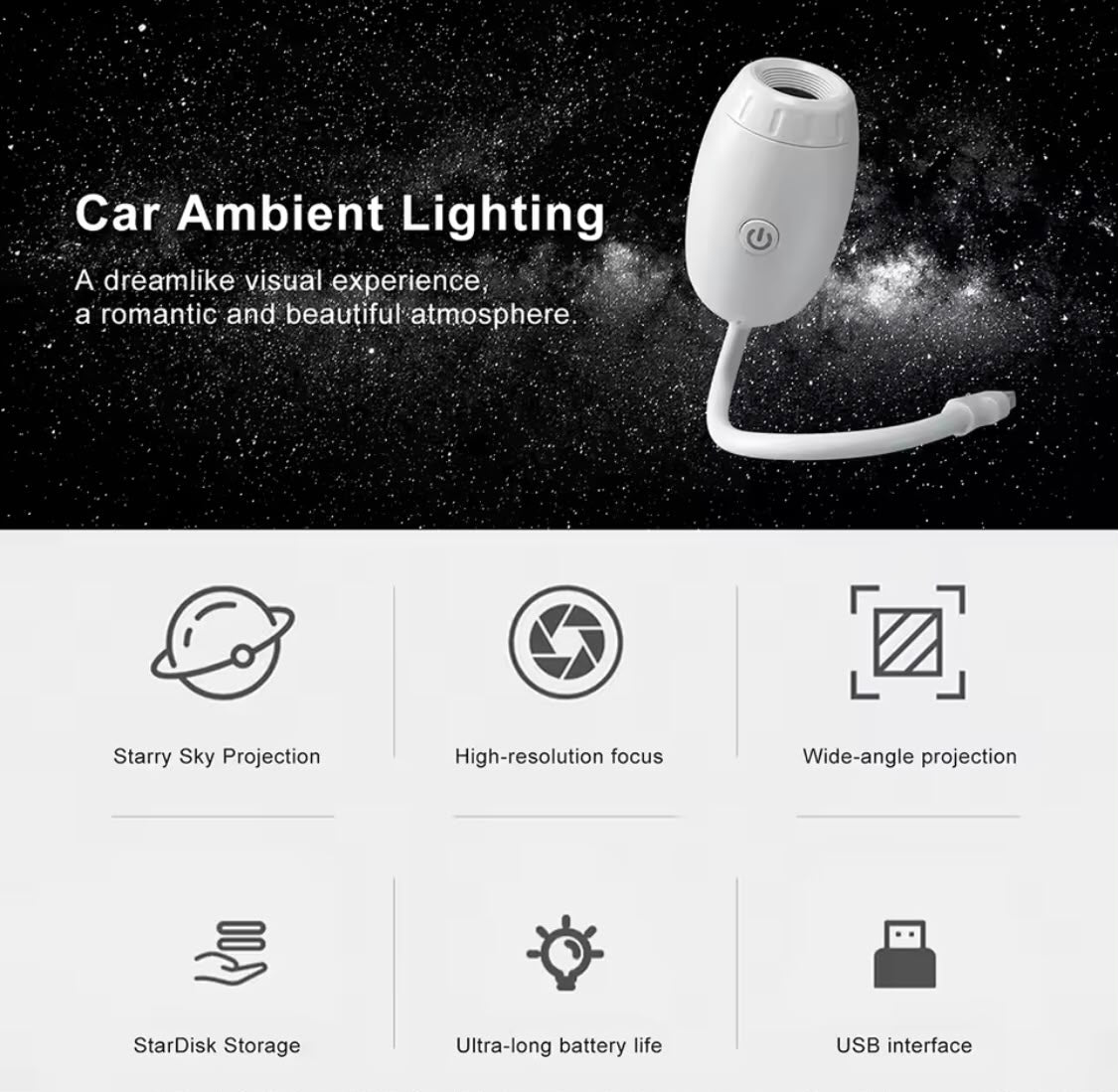 360° Rotating USB Mini Projection Light, Galaxy Star Projector Light, USB LED Star Ceiling Light, Portable USB Beam Projector Light