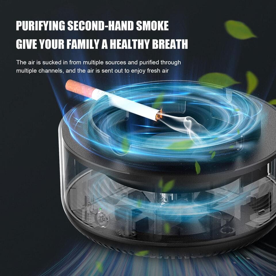 Smart Smoke Ashtray, Smoke Removal Air Purification Ashtray, Automatic Purifier Ashtray, Electronic Intelligent Smoking Gadget, Smoke Suction Ashtray For Home Office And Car, Portable Smoke Grabber for Cigarettes