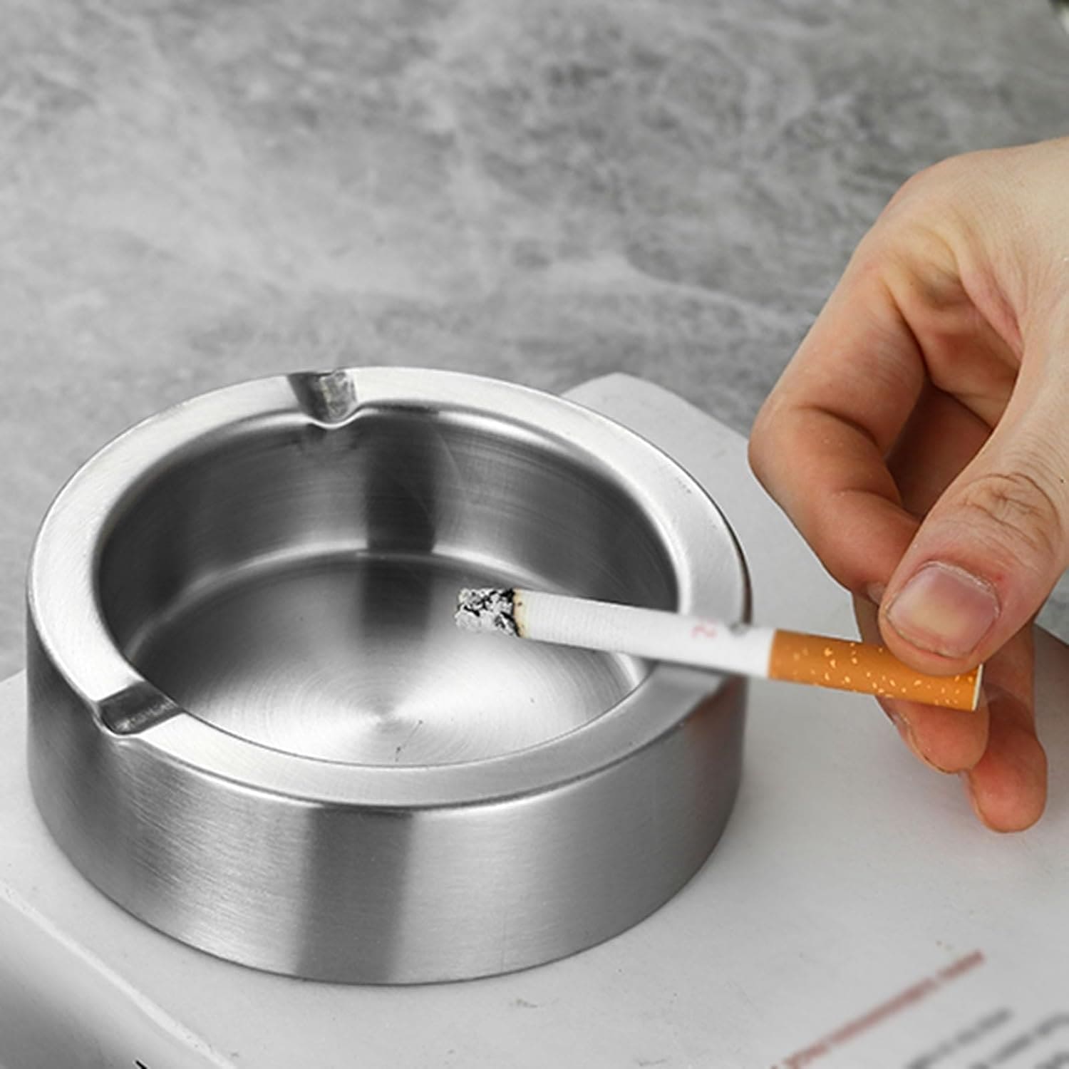 Round Smoking Ashtray, Cigarette Holder Ashtray, Elegant Stainless Steel Ashtray, Simple Ashtray Ornament for Cigarette, Premium Modern Smoking Holder, Windproof Ash Holder