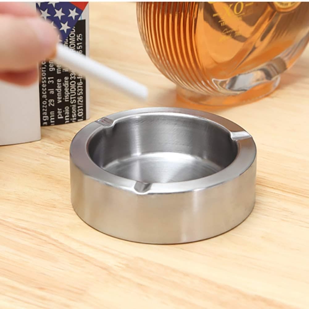 Round Smoking Ashtray, Cigarette Holder Ashtray, Elegant Stainless Steel Ashtray, Simple Ashtray Ornament for Cigarette, Premium Modern Smoking Holder, Windproof Ash Holder