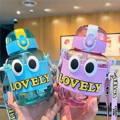 Lovely Kids Water Thermos, Kids School Bottle, 500ml Cartoon Water Container With Strap, Cute Water Bottle Drinking With Straw Cup, Portable Leak Proof Straw Water Bottle