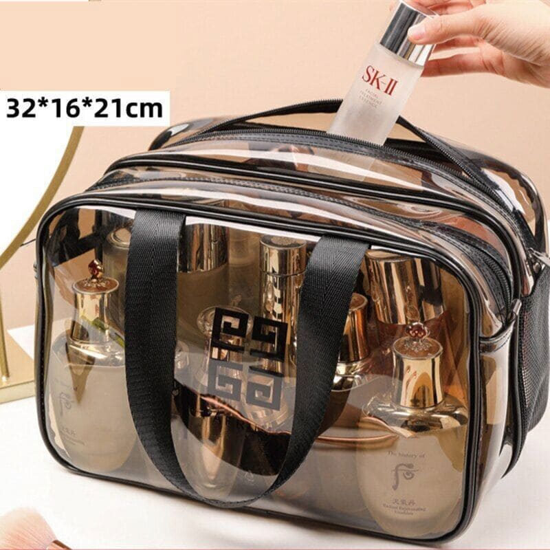 Dual Pouch Dream Travel Bag, Transparent Makeup Bag Organizer, Dry Wet Separation Cosmetic Case, Large Capacity Cosmetic Bag, Beauty Case Travel Makeup Wash Bag, Women Zipper Portable Makeup Bags
