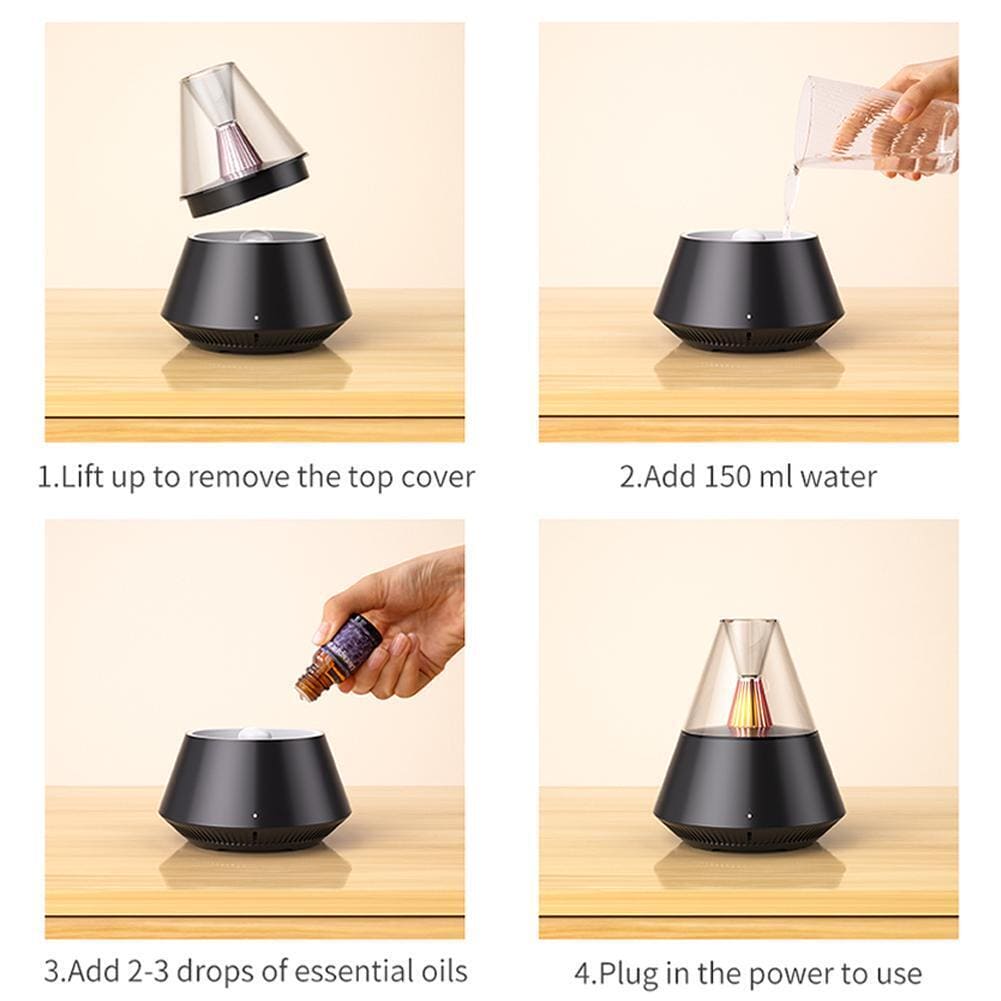 Volcano Room Diffuser, USB Air Humidifier, Retro Light Air Freshner, 150ML Essential Oil Diffuser, Remote Control Aromatherapy Humidifier, Ultrasonic Cool Mist Maker Frogger, Candlelight Fragrance Scent Dispenser, Home Car Bedroom Table Humidifier
