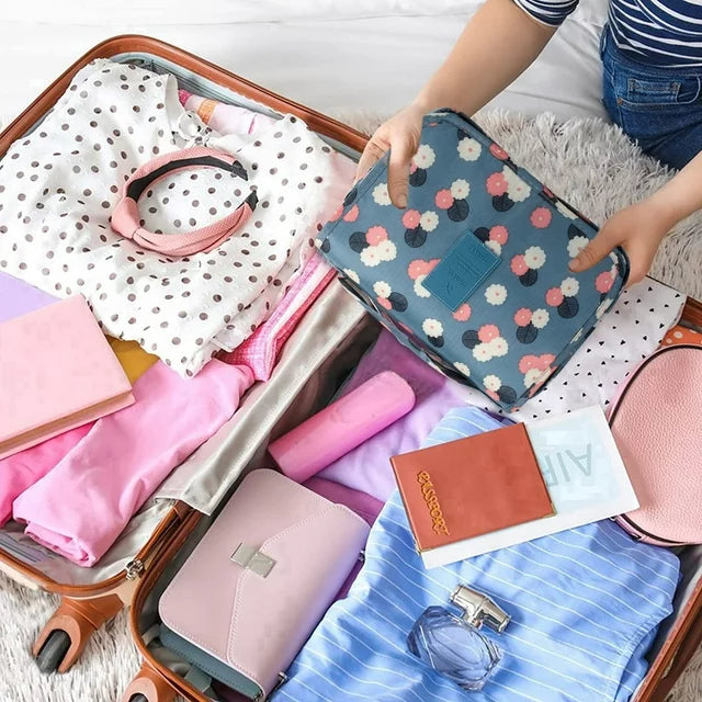 Travel Hook Cosmetic Bag, Hanging Dry Wet Separation Bag, Waterproof Cosmetic Bag, Portable Toiletry Storage Bag, Multifunction Travel Hanging Pouch, Beautician Folding Makeup Bag, Monument Hanging Toiletry Bag, Folding Makeup Bags