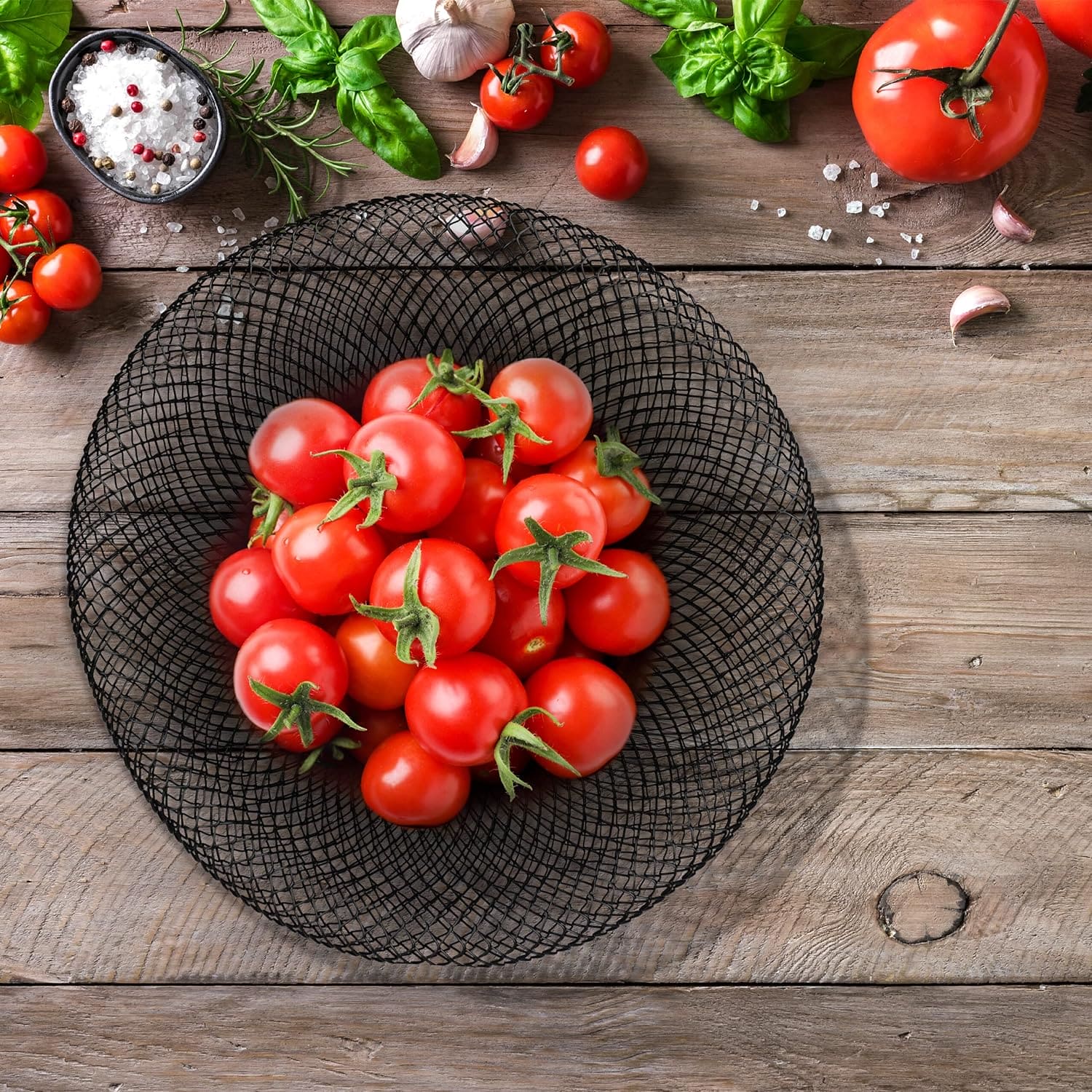 Dual Mesh Fruit Basket, Metal Countertop Fruit Holder, Nordic Round Storage Table Basket, Decorative Bowl for Fruit, Vegetables, Appetizer Holder, Double Layer Creative Snack Bowl