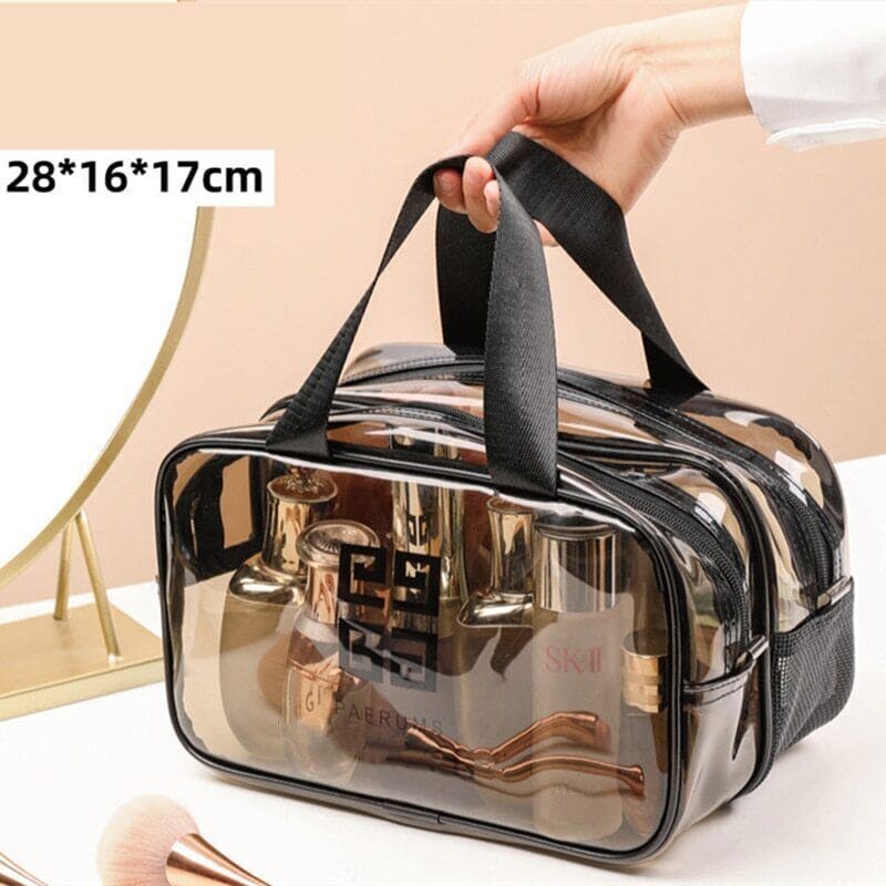 Dual Pouch Dream Travel Bag, Transparent Makeup Bag Organizer, Dry Wet Separation Cosmetic Case, Large Capacity Cosmetic Bag, Beauty Case Travel Makeup Wash Bag, Women Zipper Portable Makeup Bags