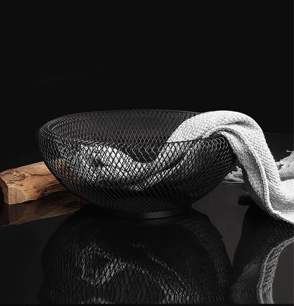 Dual Mesh Fruit Basket, Metal Countertop Fruit Holder, Nordic Round Storage Table Basket, Decorative Bowl for Fruit, Vegetables, Appetizer Holder, Double Layer Creative Snack Bowl