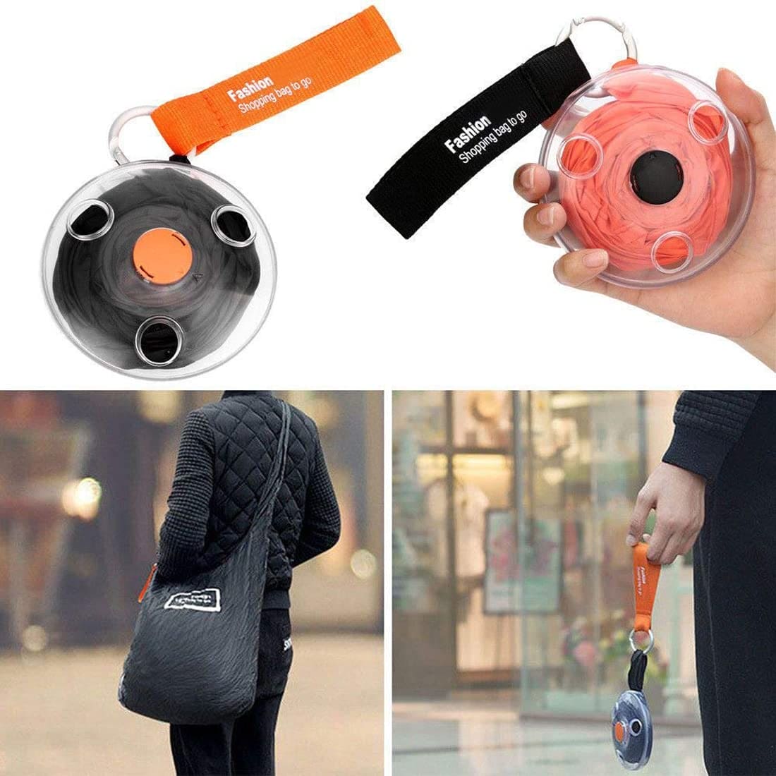 Roll Up Shopping Bag, Small Disc Mini Grocery Storage Bag, Reusable Storage Bag, Large Capacity Folding Shopping Bag with Storage Hook, Mini Organizer Storage Bag, Eco Shopper Shoulder Bag, Cross Body Grocery Bags
