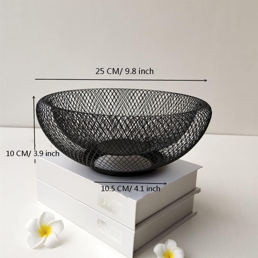 Dual Mesh Fruit Basket, Metal Countertop Fruit Holder, Nordic Round Storage Table Basket, Decorative Bowl for Fruit, Vegetables, Appetizer Holder, Double Layer Creative Snack Bowl